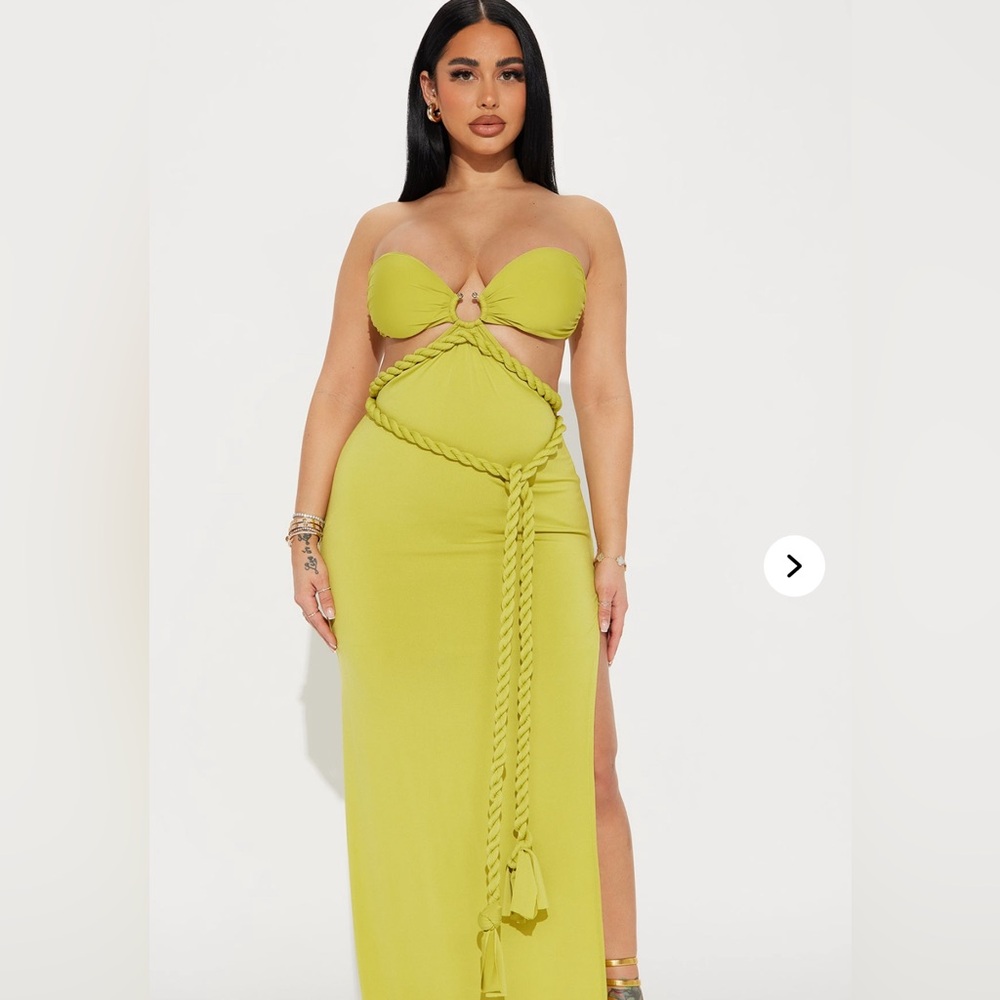 Strapless Lime Green Maxi Dress